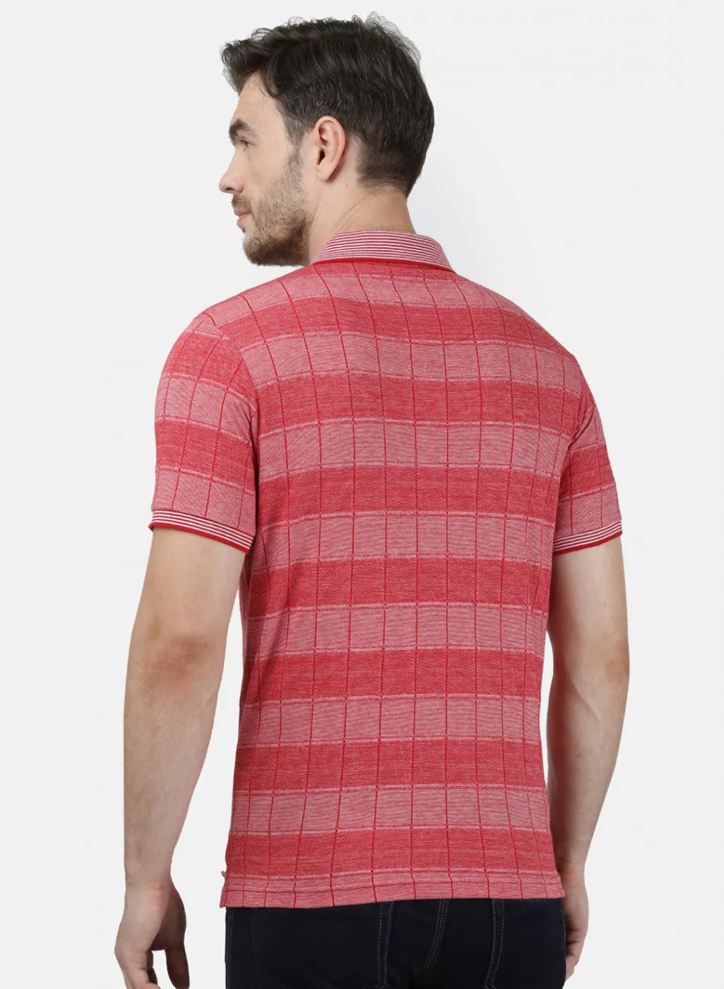 Mens Red Stripe Collar T-Shirts