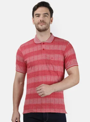 Mens Red Stripe Collar T-Shirts