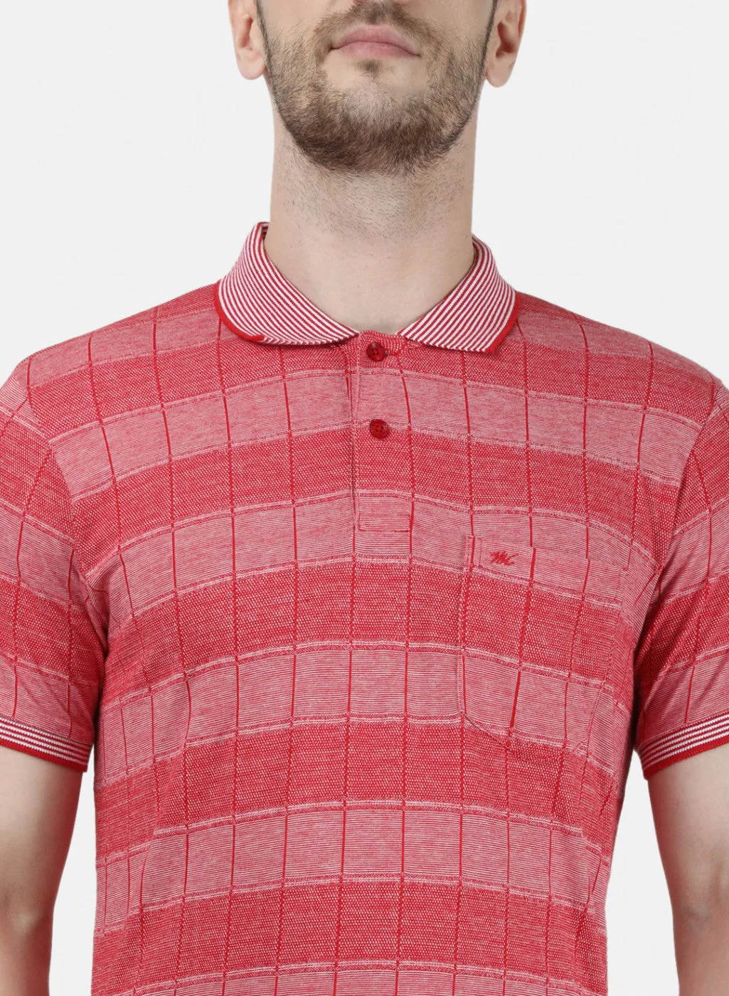 Mens Red Stripe Collar T-Shirts