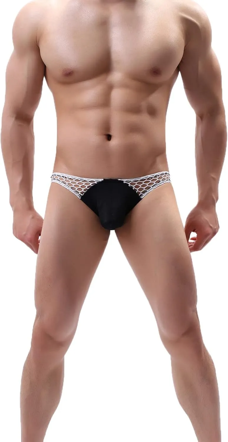 Mens Sexy Low Waist Underpant Lace Triangular Solid Color Fashion Underwear Short Spring Short Men's Briefs