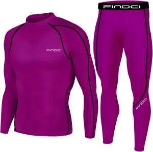 Men's Sports Running Set Compression Shirt   Pants Skin-Tight Long Sleeves Quick Dry Fitness Tracksuit Gym Yoga Suits
