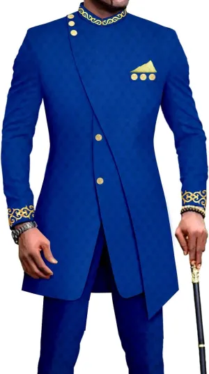 Men`s Suit Single Breasted Slim Fit Blazer and Trousers Outfits Set African Clothes