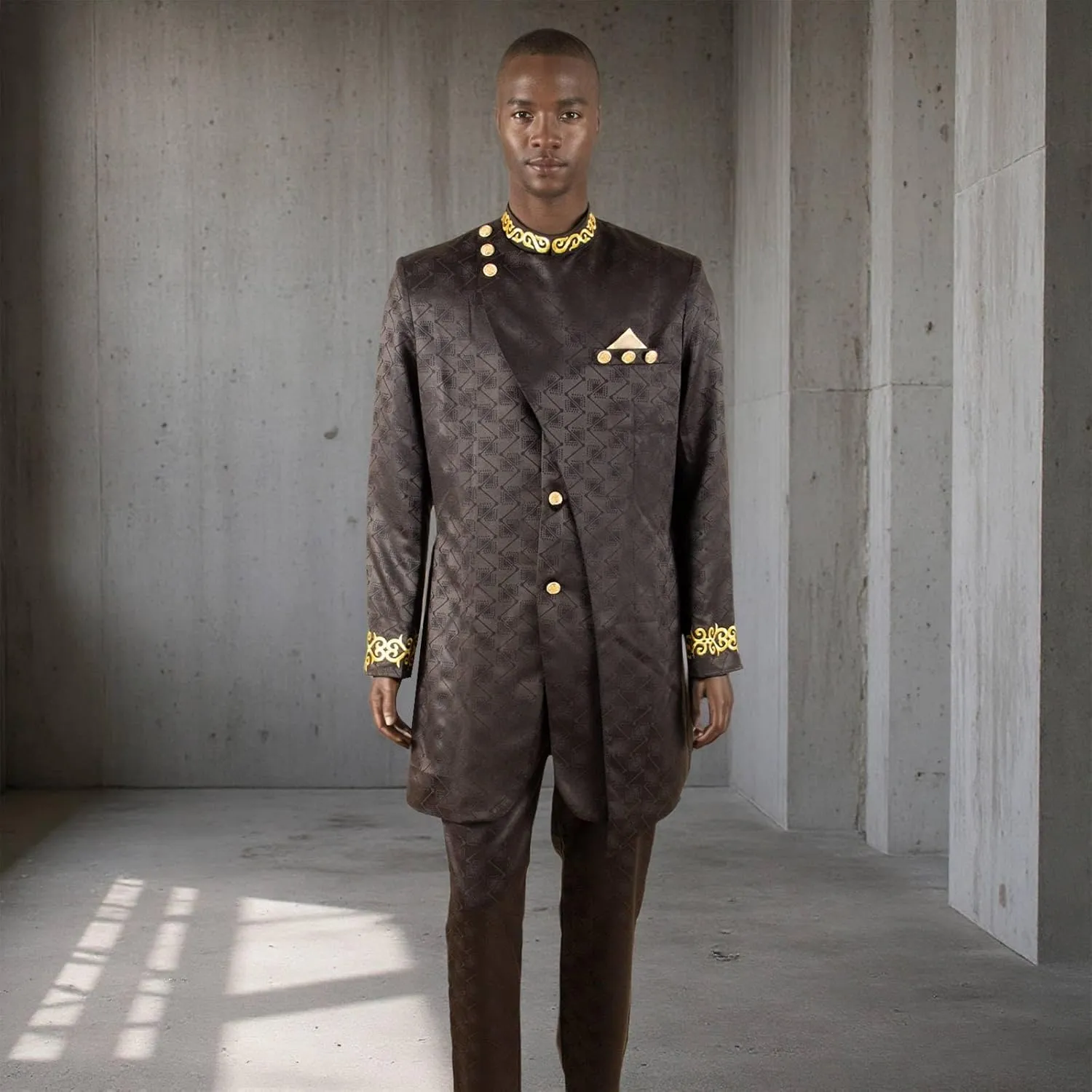 Men`s Suit Single Breasted Slim Fit Blazer and Trousers Outfits Set African Clothes