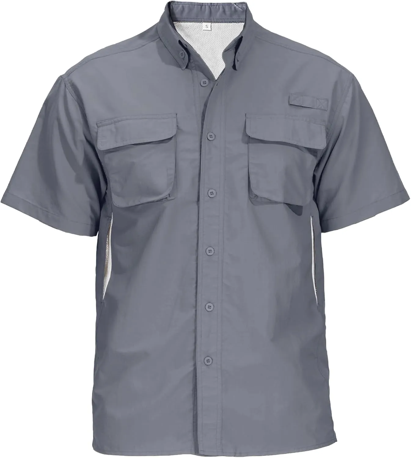 Mens UPF 50  Sun Protection Short Sleeve Quick Dry Fishing Safari Hiking Shirt with Zipper Pocket Lightweight Cooling