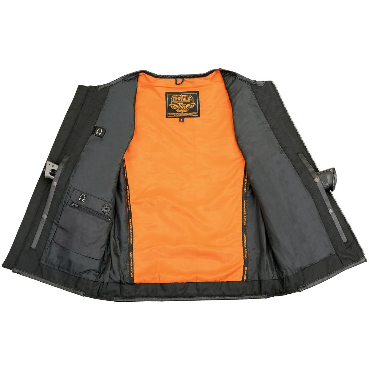 Milwaukee Leather MLM3580 Men's Black Super Utility-Multi Pocket Vest Motorcycle Biker Leather Vest