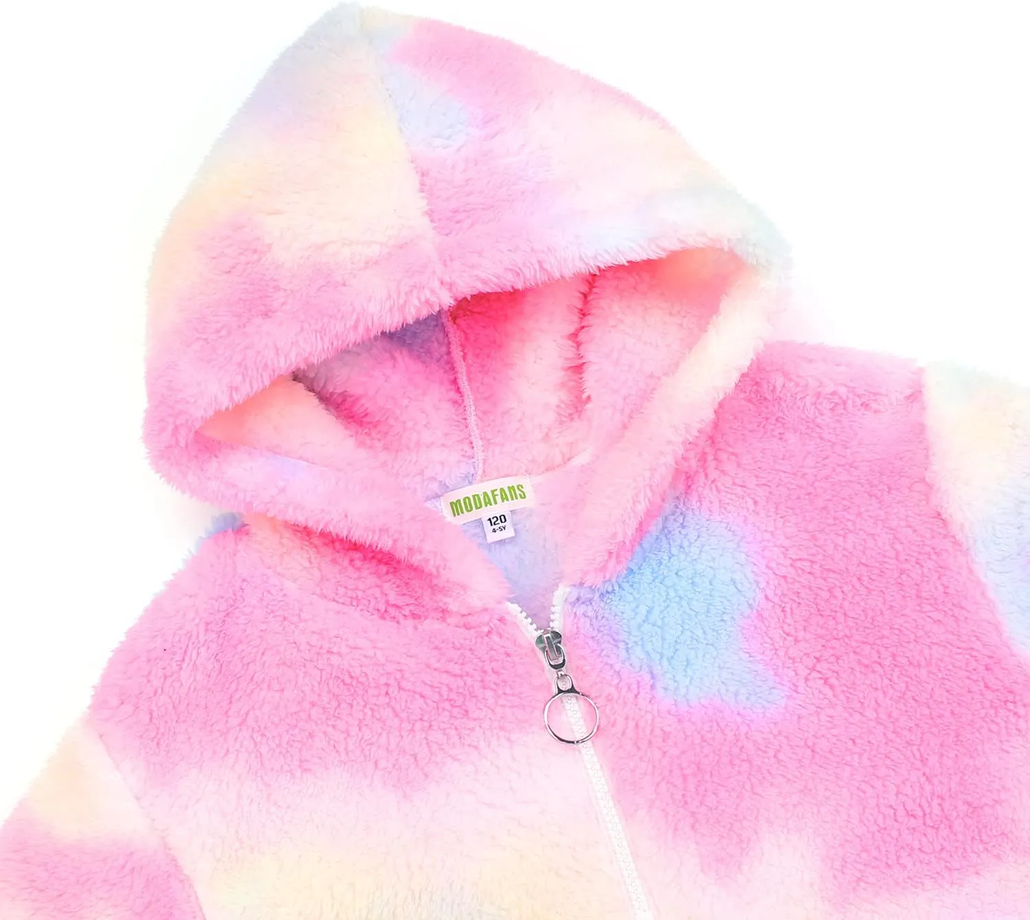 MODAFANS Girls Buffalo Plaid Fleece Hoodies Pullover Teddy Bear Jacket Sweatshirt Casual Outwear Coat with Pockets 4-13Years