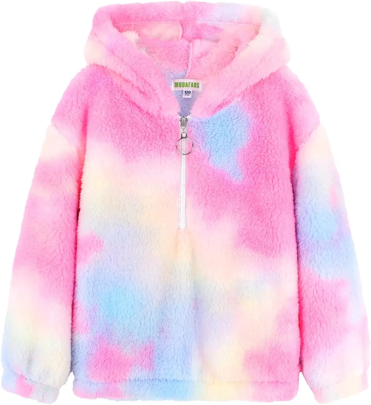 MODAFANS Girls Buffalo Plaid Fleece Hoodies Pullover Teddy Bear Jacket Sweatshirt Casual Outwear Coat with Pockets 4-13Years