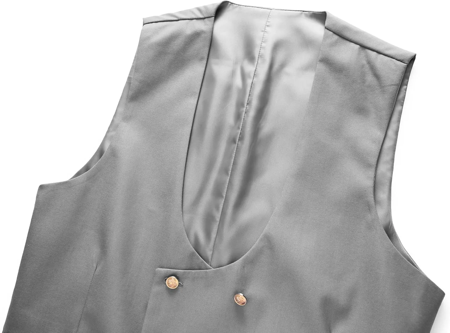 MOGU Mens Suits Gold Buttons 3 Piece Slim Fit Tuxedo Suit Set Blazer Vest Pants for Wedding Prom