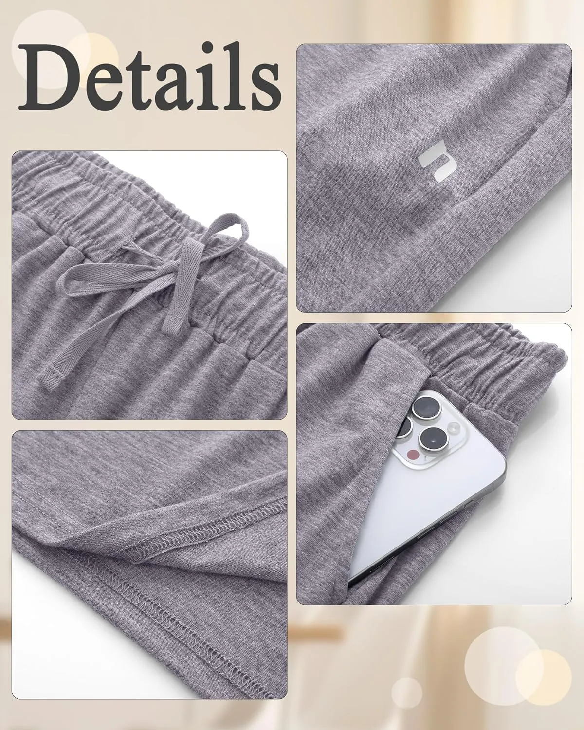 Neer 3 Pack Women's Plus Size Capris, Cotton Wide Leg Pants Casual Drawstring Capri Sweatpants Drawstring Pants with Pockets