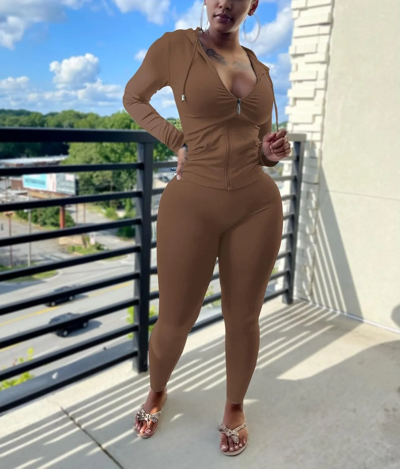 Nimsruc Two Piece Outfits For Women Long Sleeve Bodycon Tracksuit Casual Sweatsuits Jogger Sets