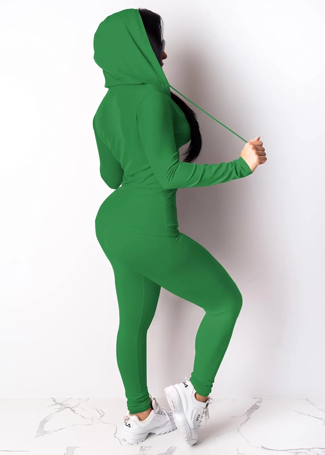 Nimsruc Two Piece Outfits For Women Long Sleeve Bodycon Tracksuit Casual Sweatsuits Jogger Sets