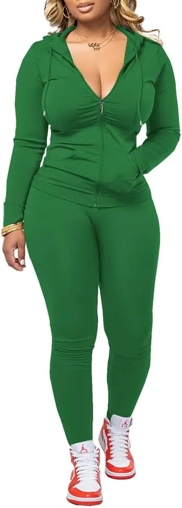Nimsruc Two Piece Outfits For Women Long Sleeve Bodycon Tracksuit Casual Sweatsuits Jogger Sets