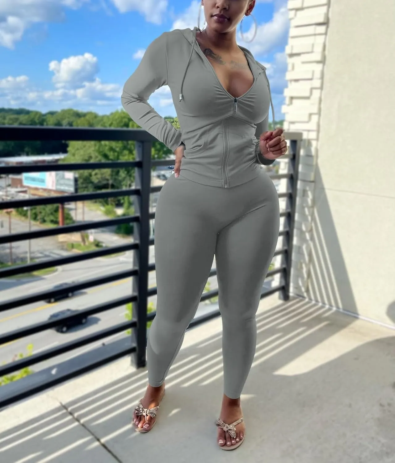 Nimsruc Two Piece Outfits For Women Long Sleeve Bodycon Tracksuit Casual Sweatsuits Jogger Sets