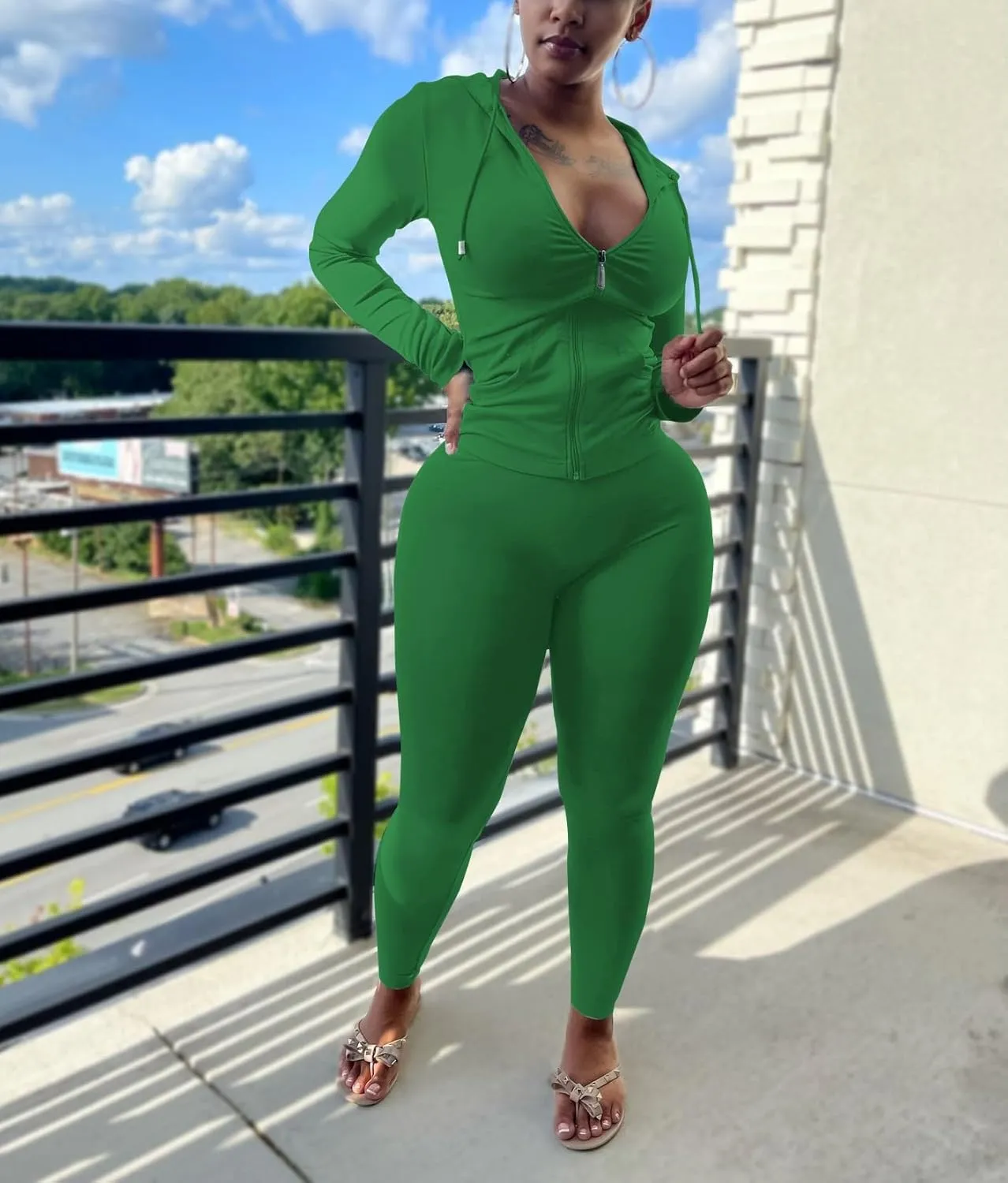 Nimsruc Two Piece Outfits For Women Long Sleeve Bodycon Tracksuit Casual Sweatsuits Jogger Sets