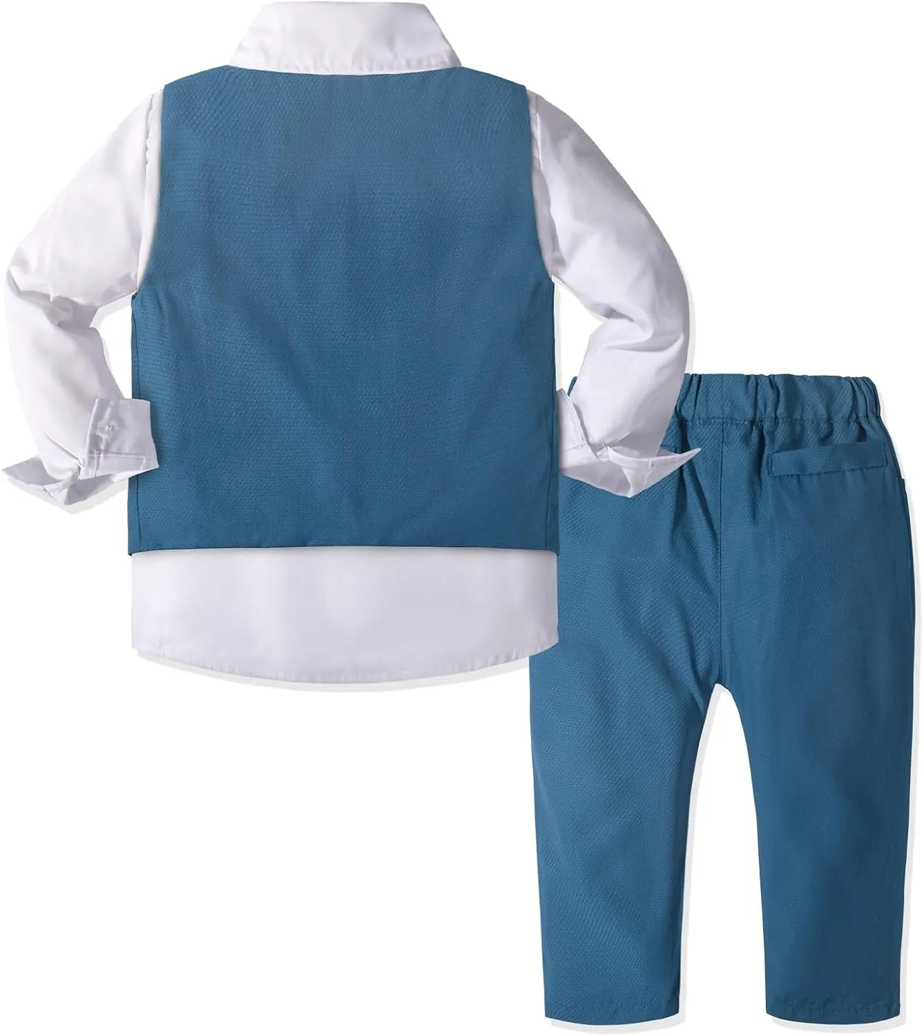 Nwada Boys Suit Set Formal Dress Shirt with Bow Tie, Slim Vest and Pants Toddler Boy Clothes Suits