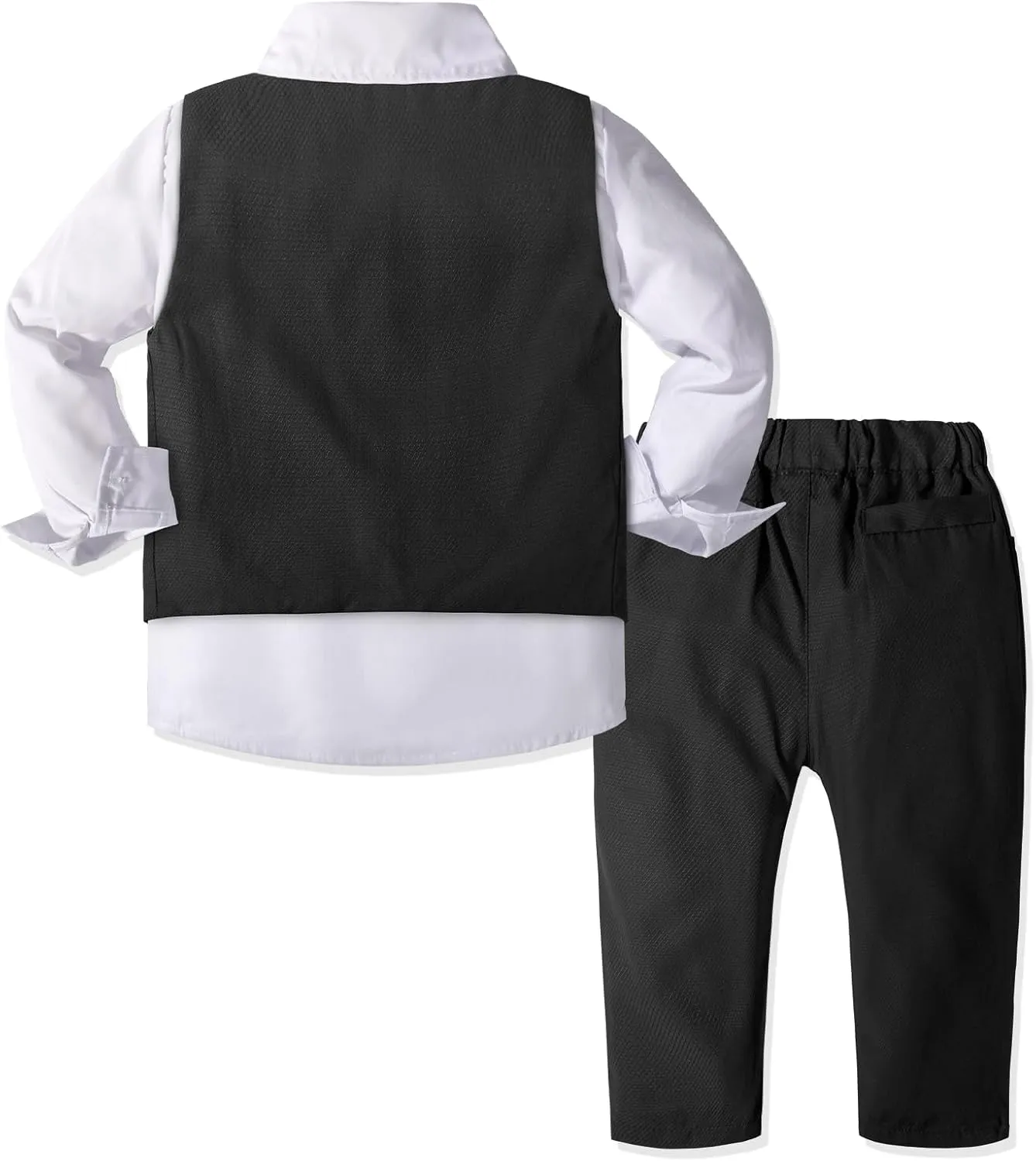 Nwada Boys Suit Set Formal Dress Shirt with Bow Tie, Slim Vest and Pants Toddler Boy Clothes Suits