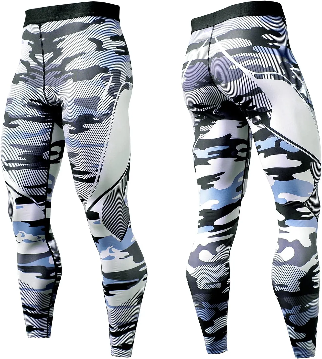 OEBLD Compression Pants Men UV Blocking Running Tights 1 or 2 Pack Gym Yoga Leggings for Athletic Workout