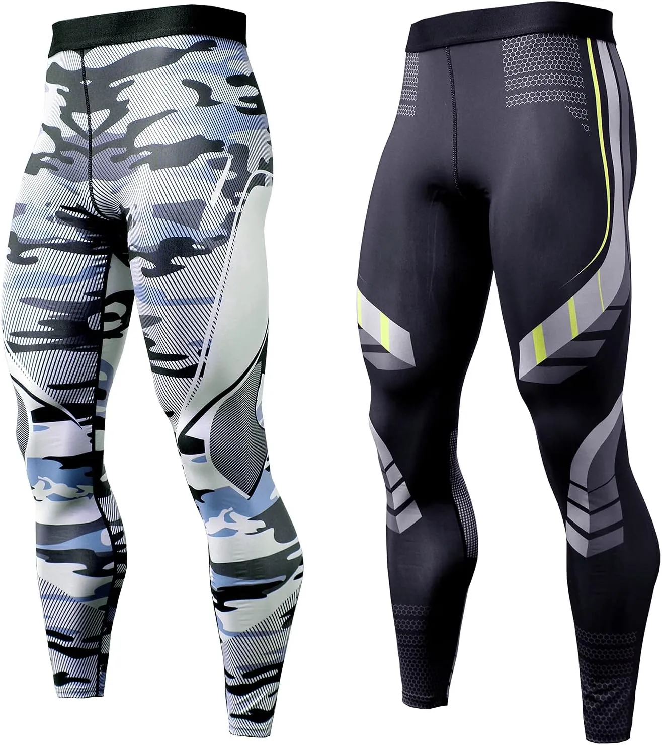 OEBLD Compression Pants Men UV Blocking Running Tights 1 or 2 Pack Gym Yoga Leggings for Athletic Workout