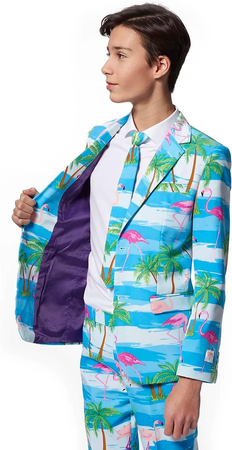 Opposuits Suit for Teen Boys Aged 10-16 Years - Crazy Designs - Slim Fit - Includes Matching Blazer Jacket, Pants & Tie