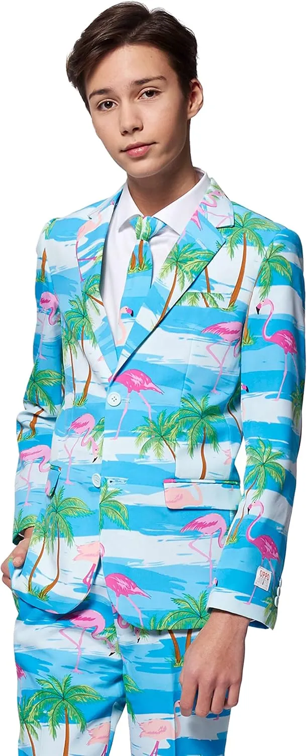 Opposuits Suit for Teen Boys Aged 10-16 Years - Crazy Designs - Slim Fit - Includes Matching Blazer Jacket, Pants & Tie