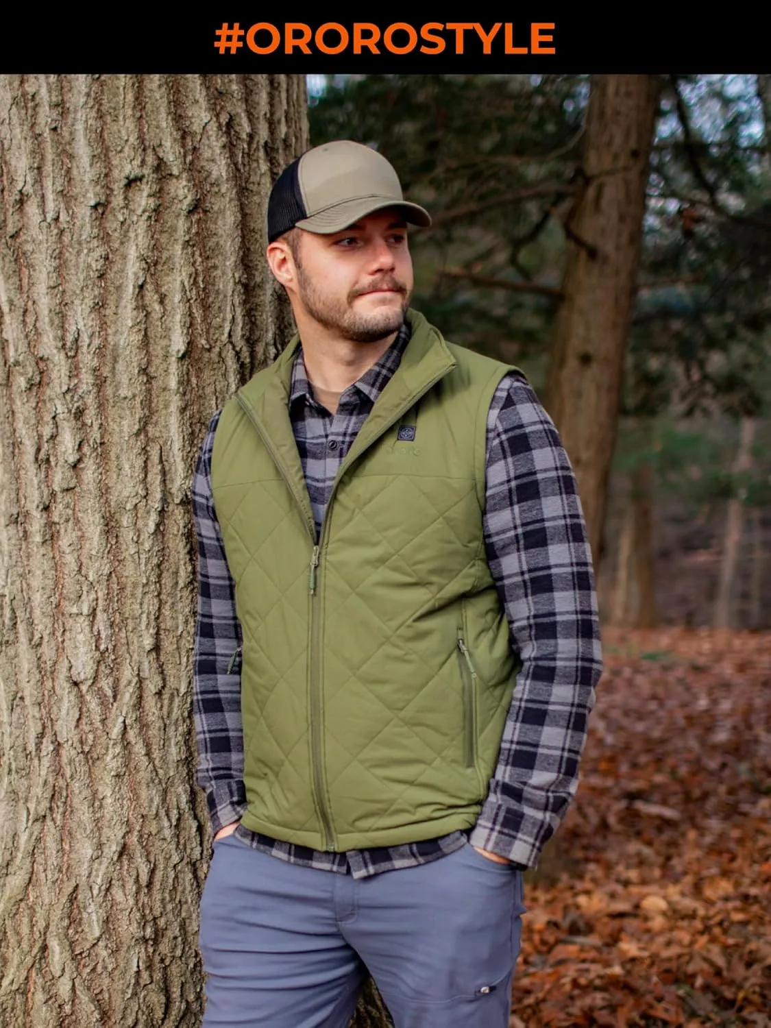 ORORO Men's Heated Quilted Vest with Battery Pack, Lightweight Quilted Heating Vest (Charger Not Included)