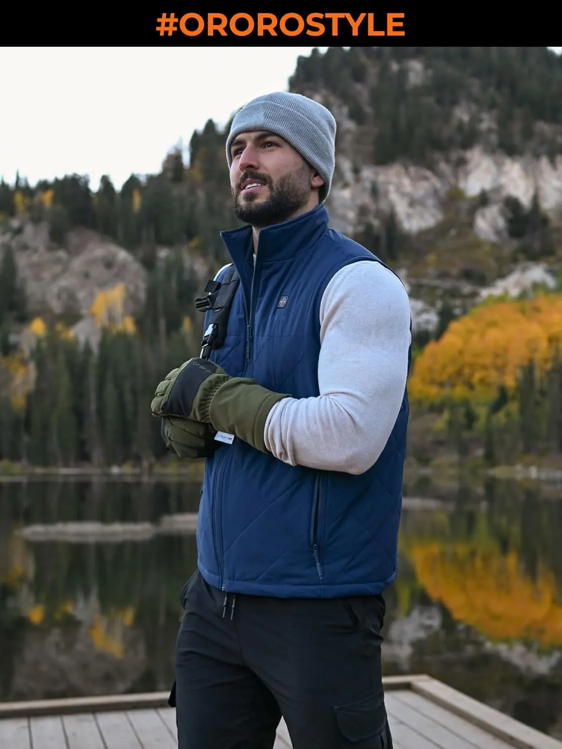 ORORO Men's Heated Quilted Vest with Battery Pack, Lightweight Quilted Heating Vest (Charger Not Included)