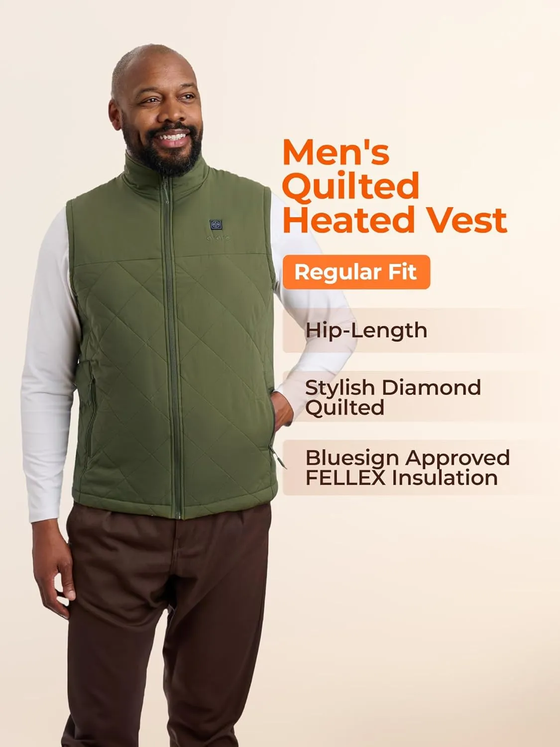 ORORO Men's Heated Quilted Vest with Battery Pack, Lightweight Quilted Heating Vest (Charger Not Included)