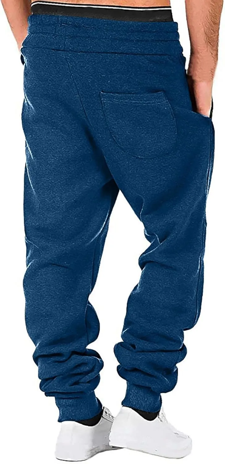 Plus Size Pants Mens Sports Workout Sweatpants Hiking Comfy Pants Belted Foot Drawstring Pants Fashion Fall Pants