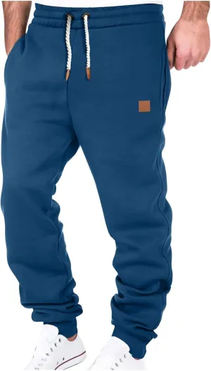 Plus Size Pants Mens Sports Workout Sweatpants Hiking Comfy Pants Belted Foot Drawstring Pants Fashion Fall Pants