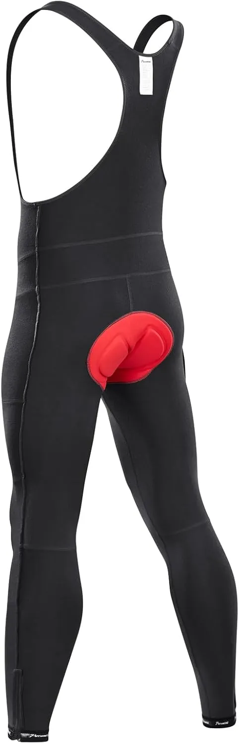 Przewalski Men's Cycling Bib Pants 4D Padded Bike Fleece Lined Thermal Biking Tights Leggings Riding Bicycle Pants