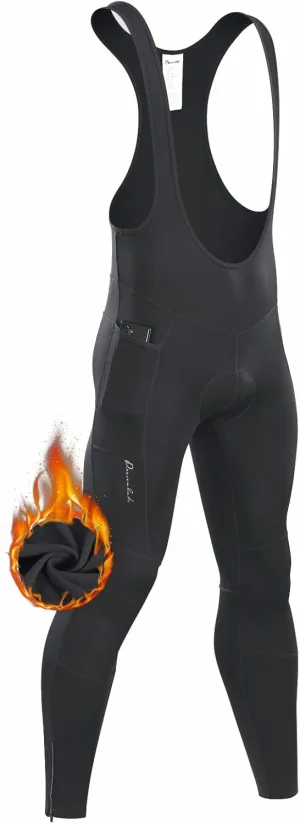 Przewalski Men's Cycling Bib Pants 4D Padded Bike Fleece Lined Thermal Biking Tights Leggings Riding Bicycle Pants
