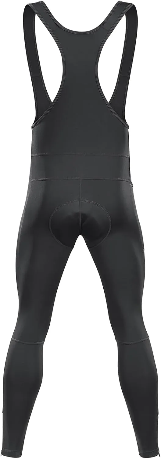 Przewalski Men's Cycling Bib Pants 4D Padded Bike Fleece Lined Thermal Biking Tights Leggings Riding Bicycle Pants