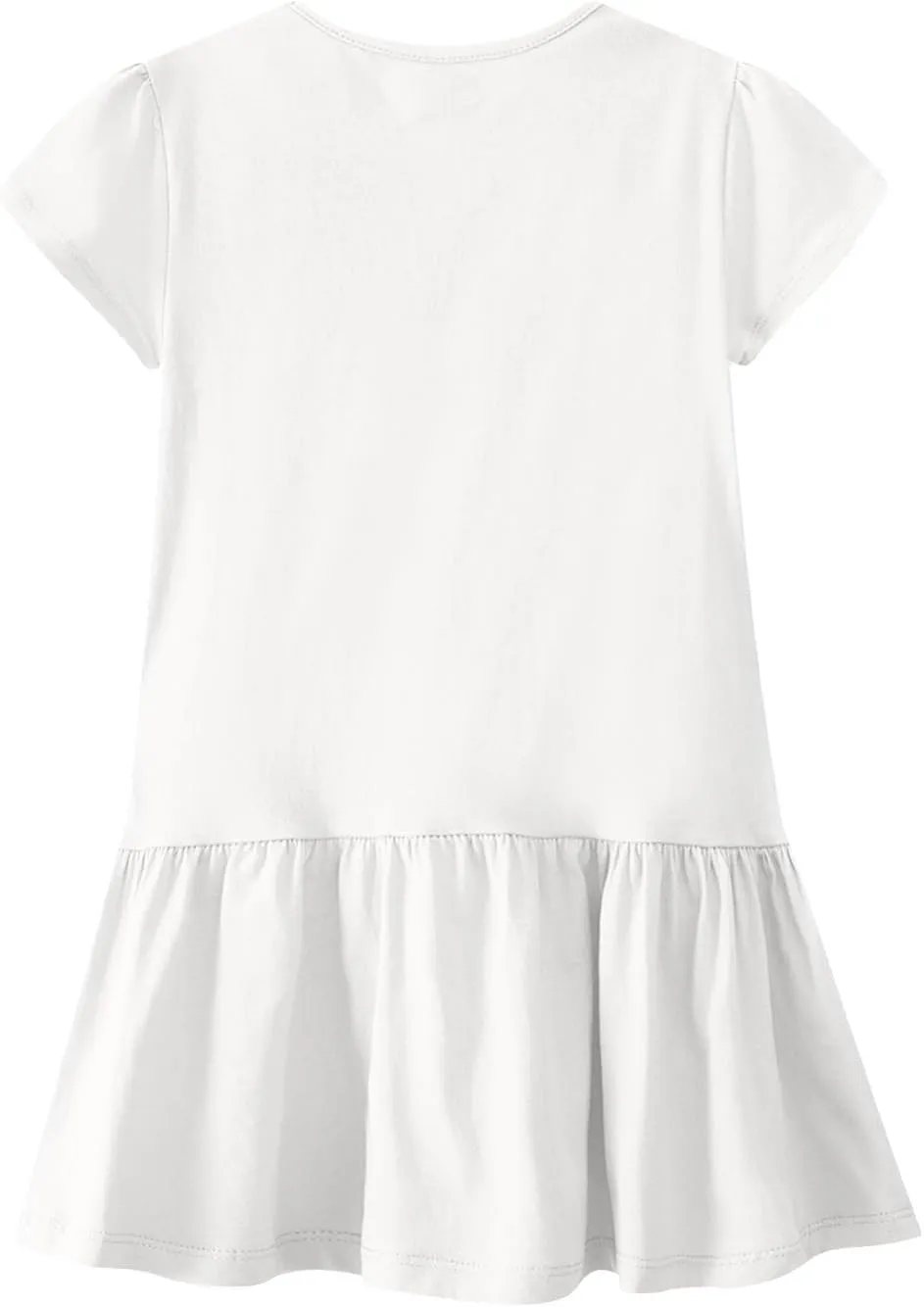 PTOLOCIF Mini Dress for Women 20525 Casual Summer Crewneck T Shirt Dress Plain Short Sleeve Ruffle Hem Loose Mini Dresses