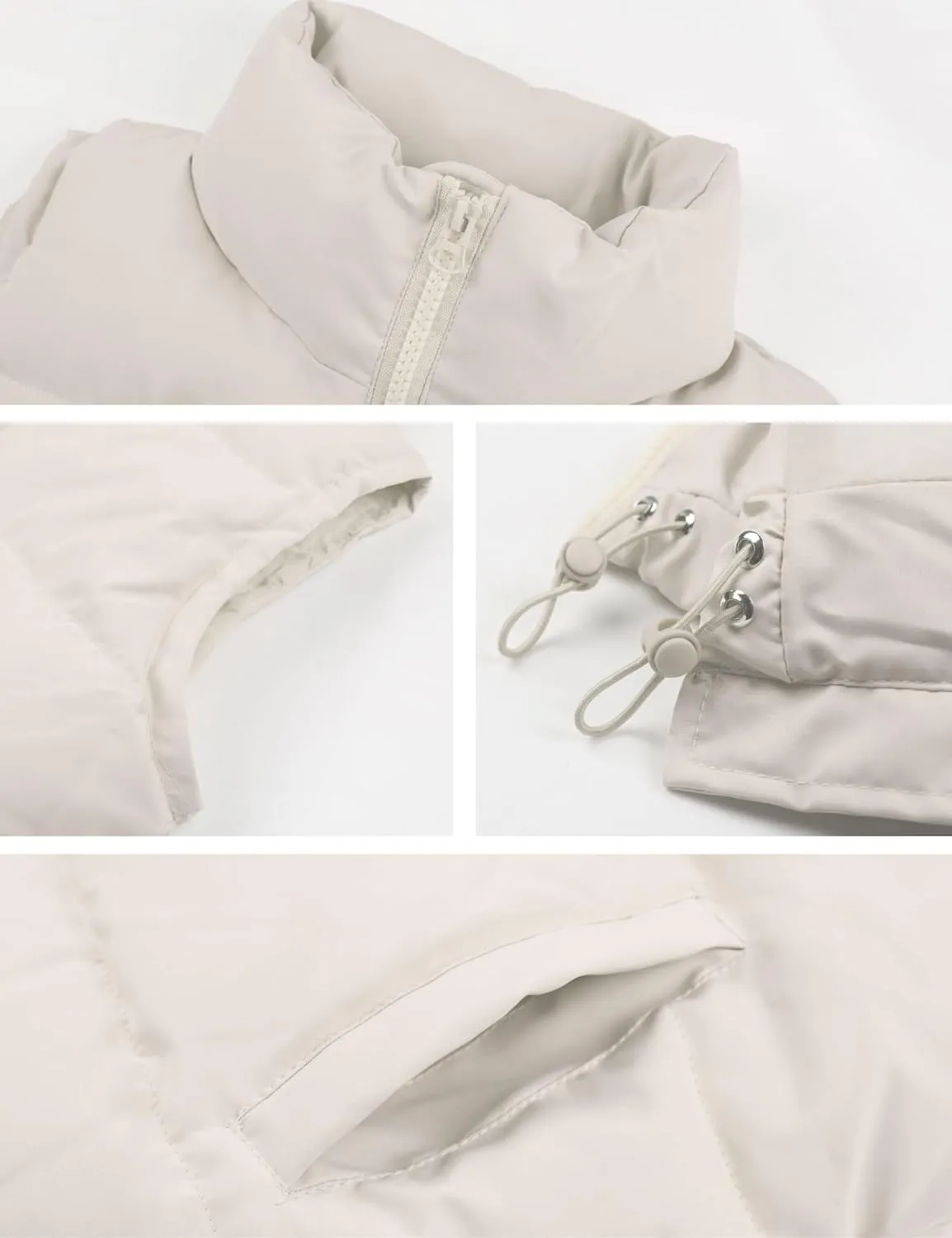 Puffer Vest Women Sleeveless Quilted Zip Up Stand Collar Oversized Coat Outwear with Pocket