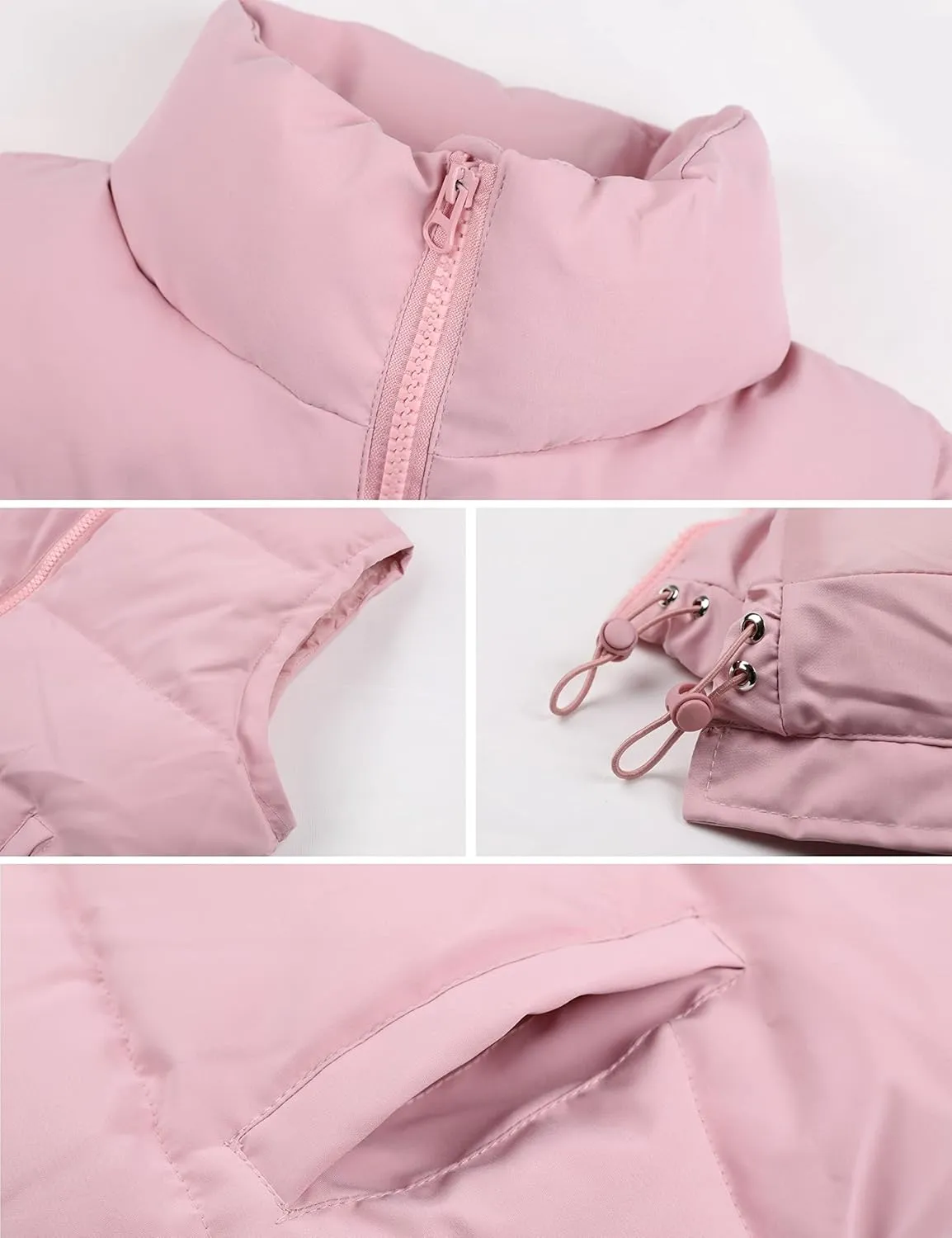 Puffer Vest Women Sleeveless Quilted Zip Up Stand Collar Oversized Coat Outwear with Pocket