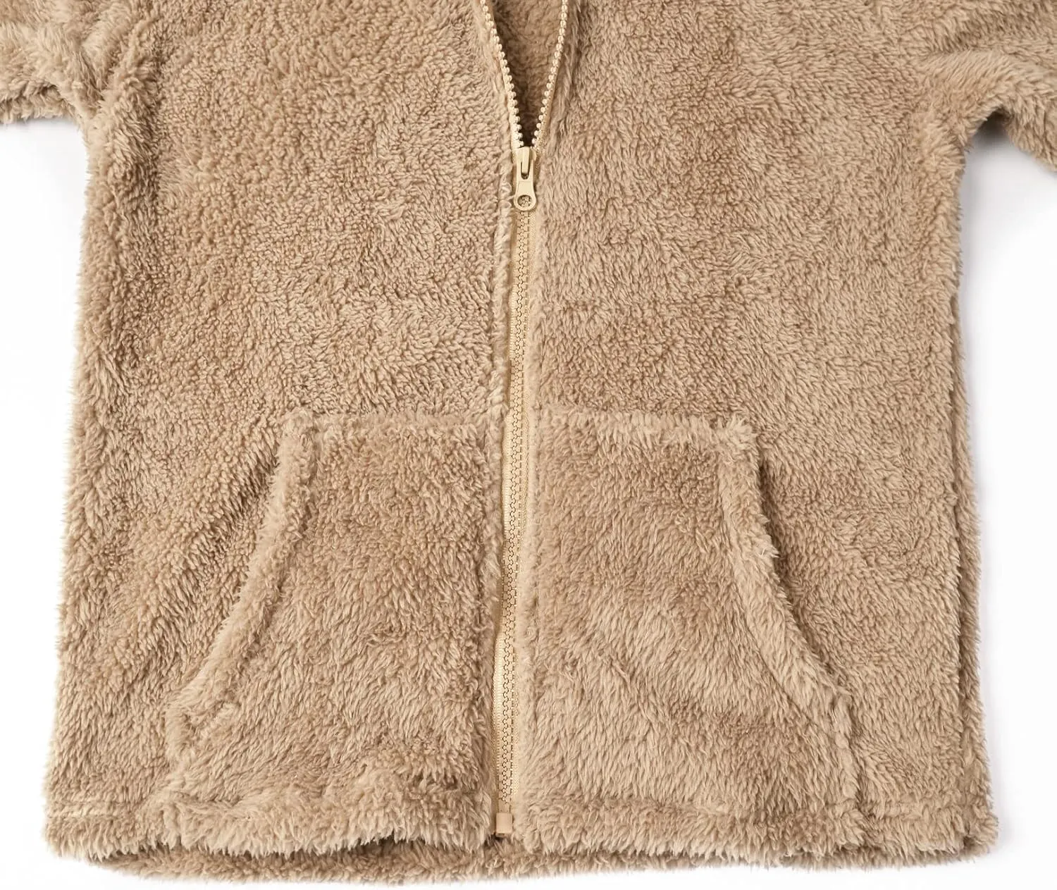 QPANCY Girls Fuzzy Sherpa Coat Full Zip Hoodie Fleece Jacket with Pockets Fall Winter Outwear