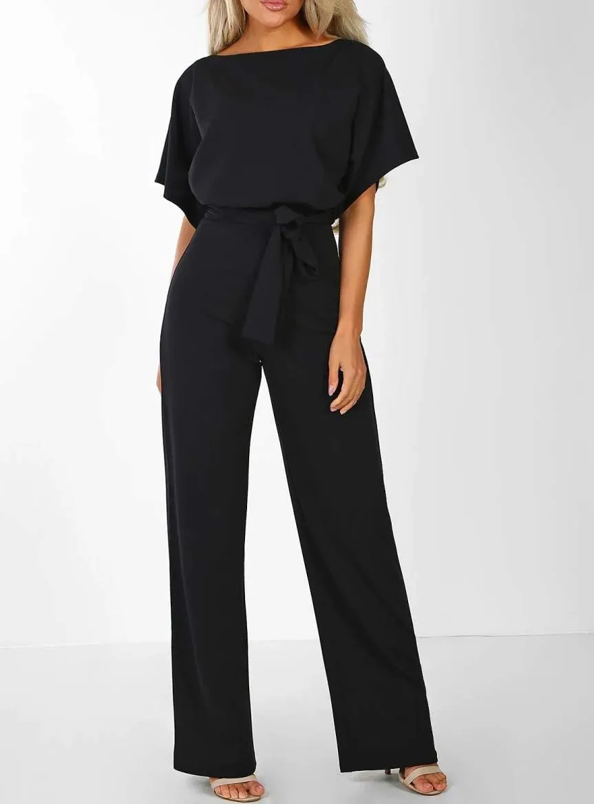 QUEENIE VISCONTI Women Summer Wide Leg Jumpsuit - Casual Long Pants Rompers Vacation Dressy Playsuit