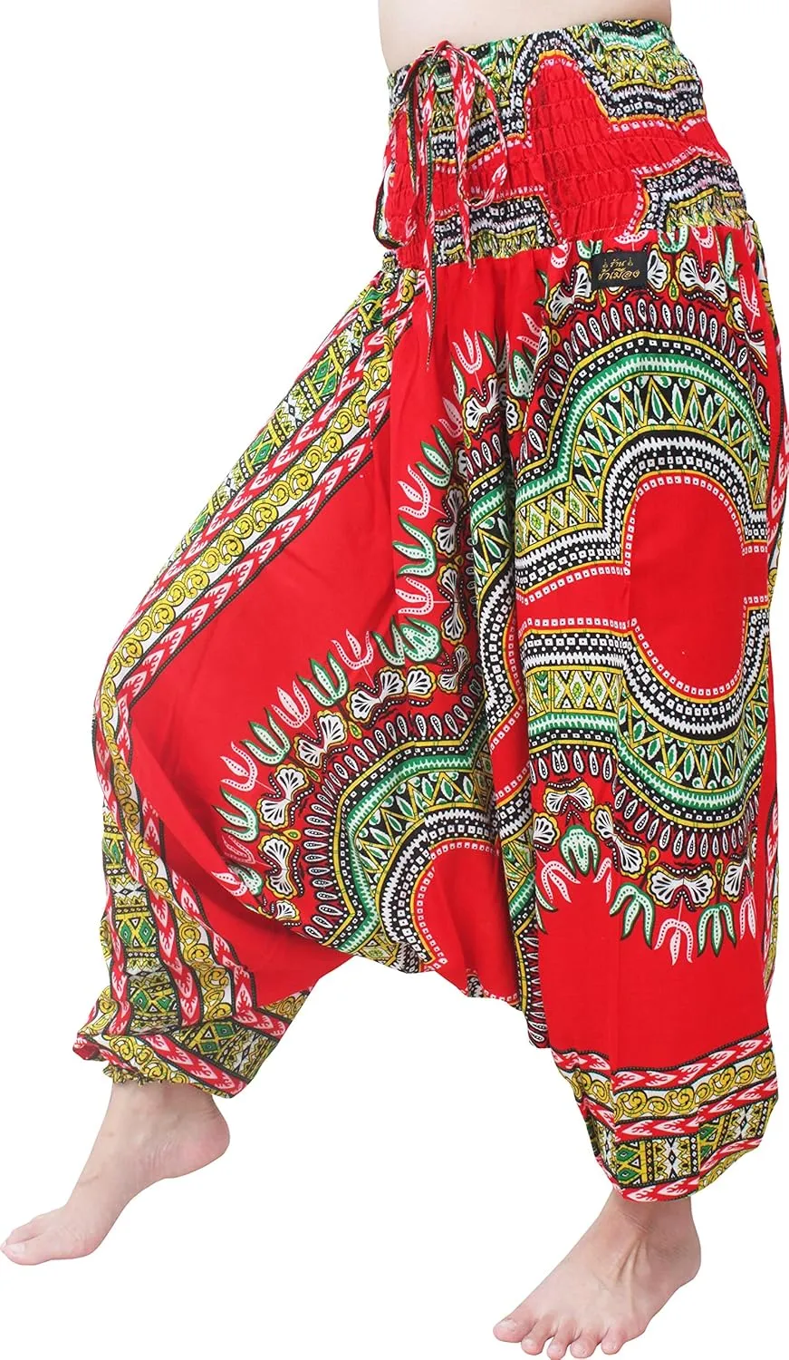 RaanPahMuang Aladdin MC Hammer Harem Pants Rayon Smock Top Dashiki Africa Artwork