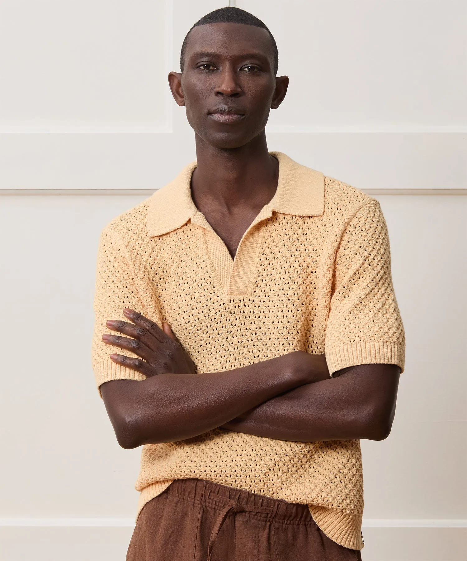 Relaxed Open-Knit Montauk Sweater Polo