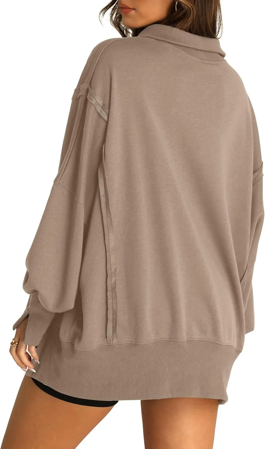 RUBZOOF Oversized Sweatshirt for Women Trendy Button Henley Neck Pullover Long Sleeve Tops Casual Fall Clothes XS-XL