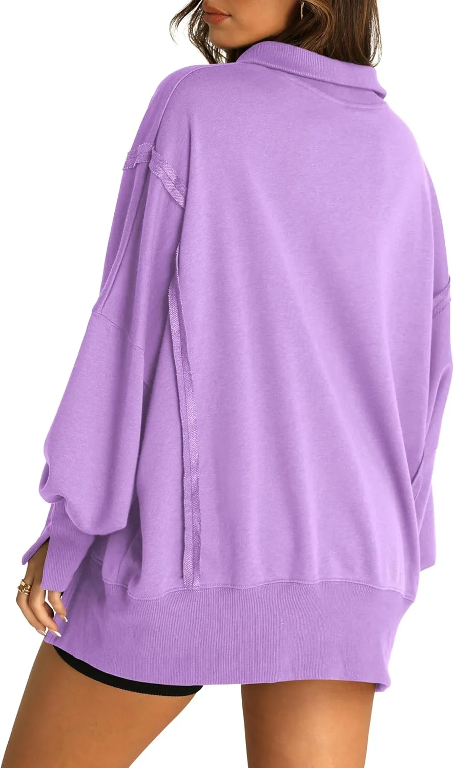 RUBZOOF Oversized Sweatshirt for Women Trendy Button Henley Neck Pullover Long Sleeve Tops Casual Fall Clothes XS-XL