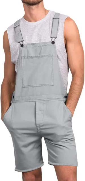 Runcati Mens Casual Bib Overall Shorts Lightweight Cotton Loose Fit Denim Jumpersuit Walkshort Pockets Rompers
