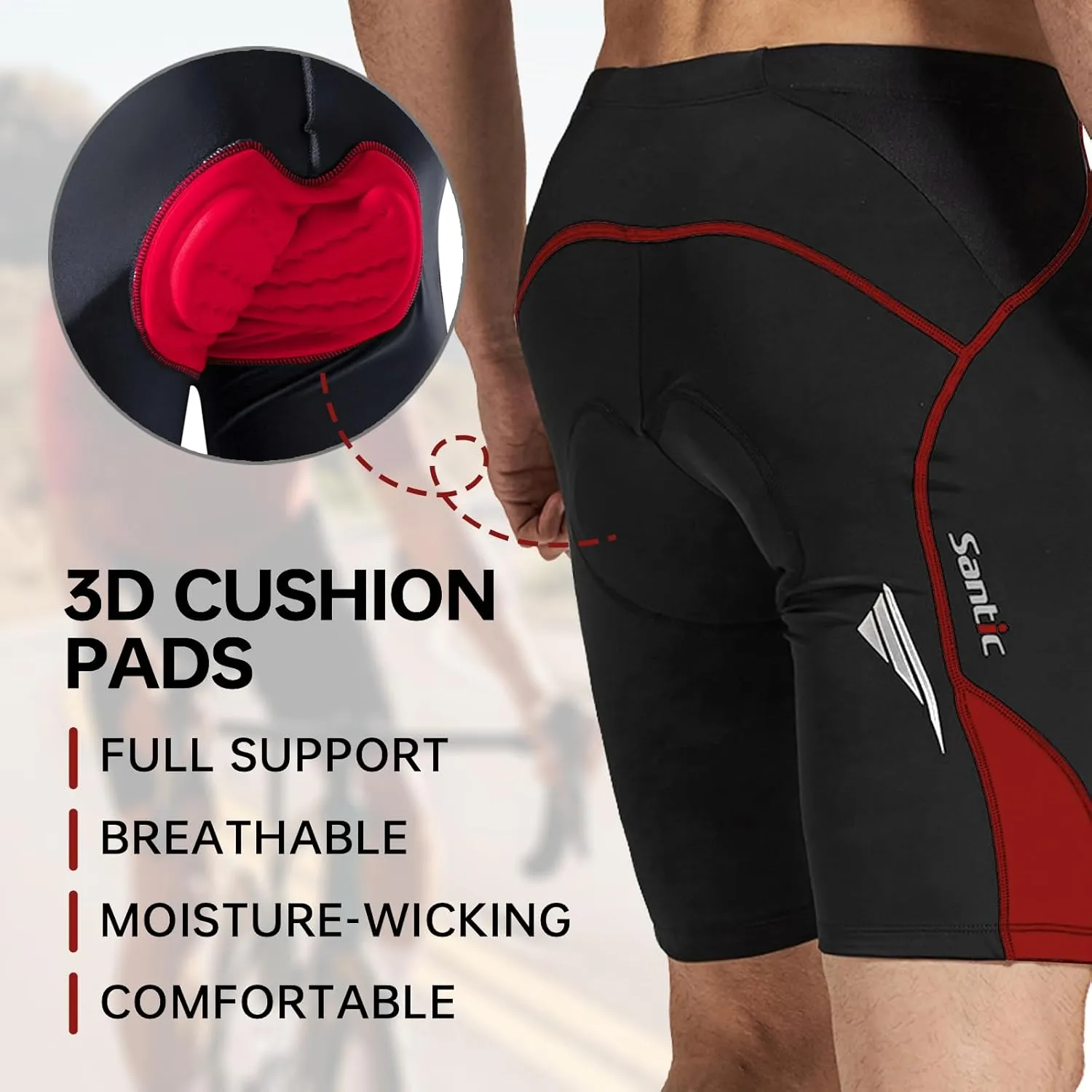 Santic Men's Cycling Shorts Padded Bicycle Riding Pants Bike Biking Clothes Cycle Wear Tights