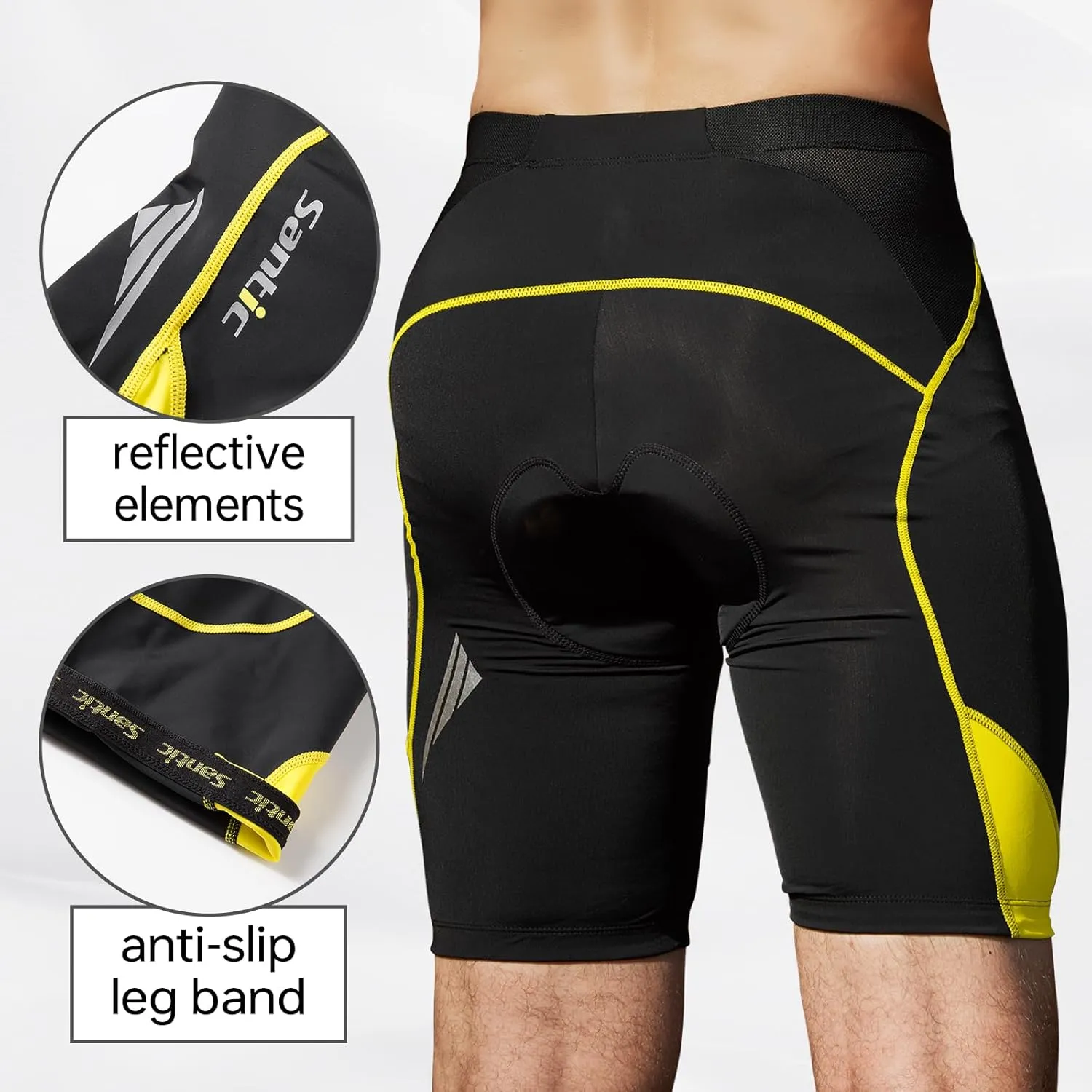 Santic Men's Cycling Shorts Padded Bicycle Riding Pants Bike Biking Clothes Cycle Wear Tights
