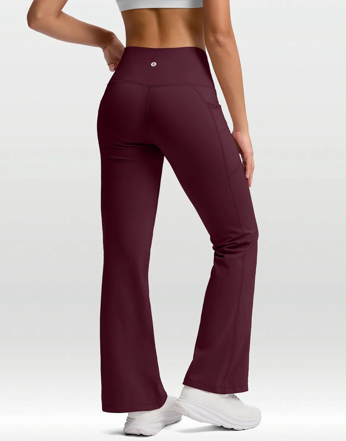 SANTINY Women's Fleece Lined Pants with Pockets Crossover Yoga Pants 28.5"/30.5"/32" Thermal Warm Flare Leggings for Women