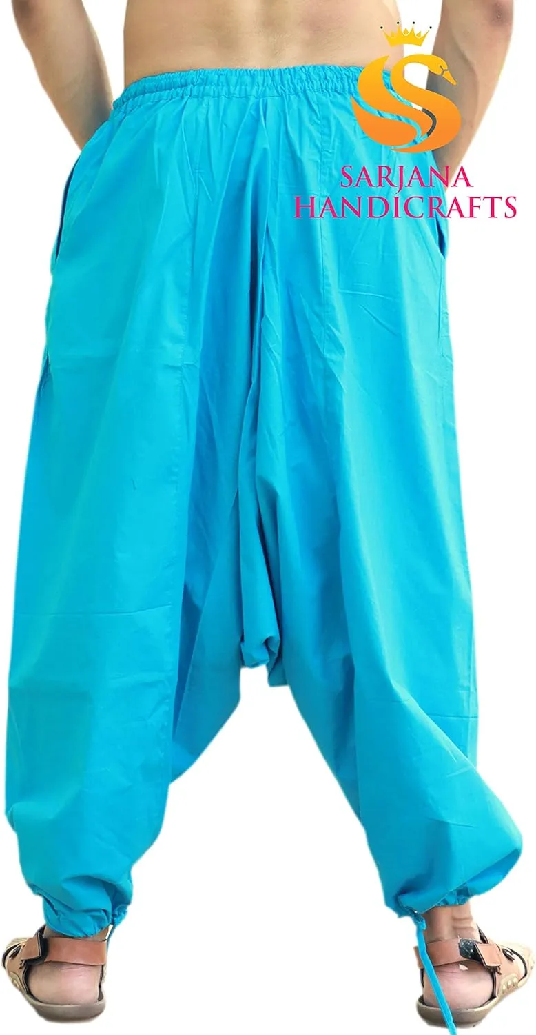 SARJANA HANDICRAFTS Men's Cotton Harem Yoga Baggy Genie Boho Pants