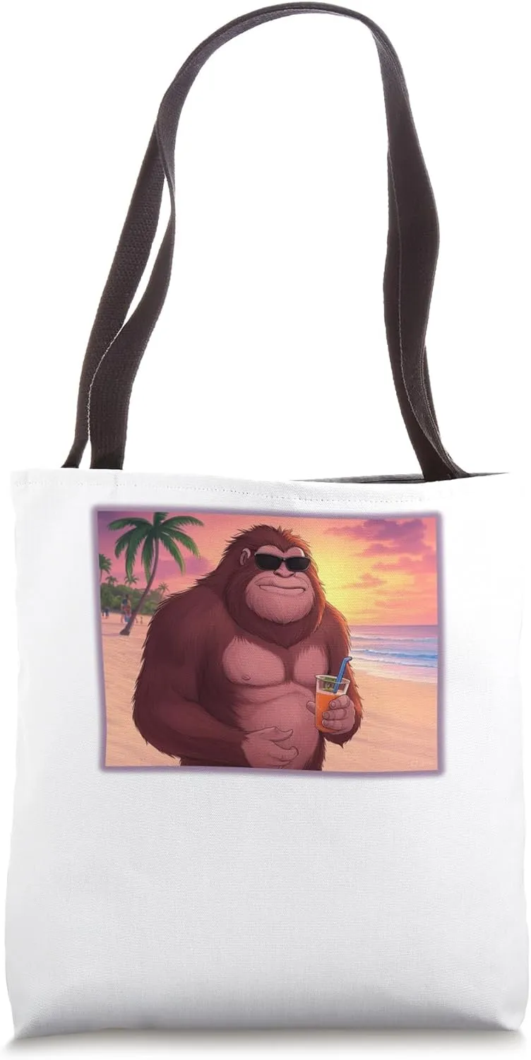 Sasquatch on Vacation Funny Tote Bag