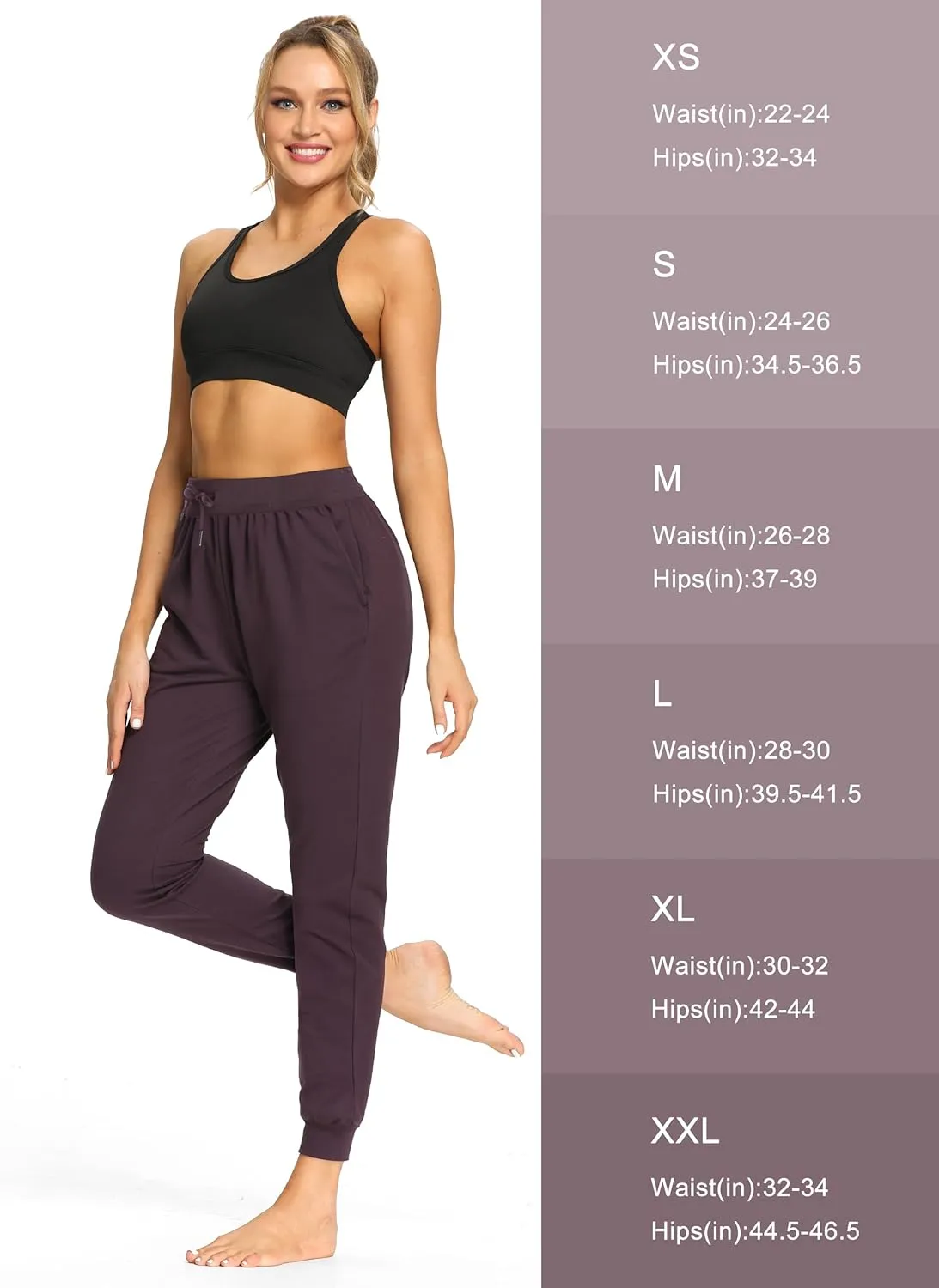SEVEGO Tall Women's 30/32/34/36 Inseam Jogger Lightweight Cotton Sweatpants Zipper Pockets Running Long Sweat Pants