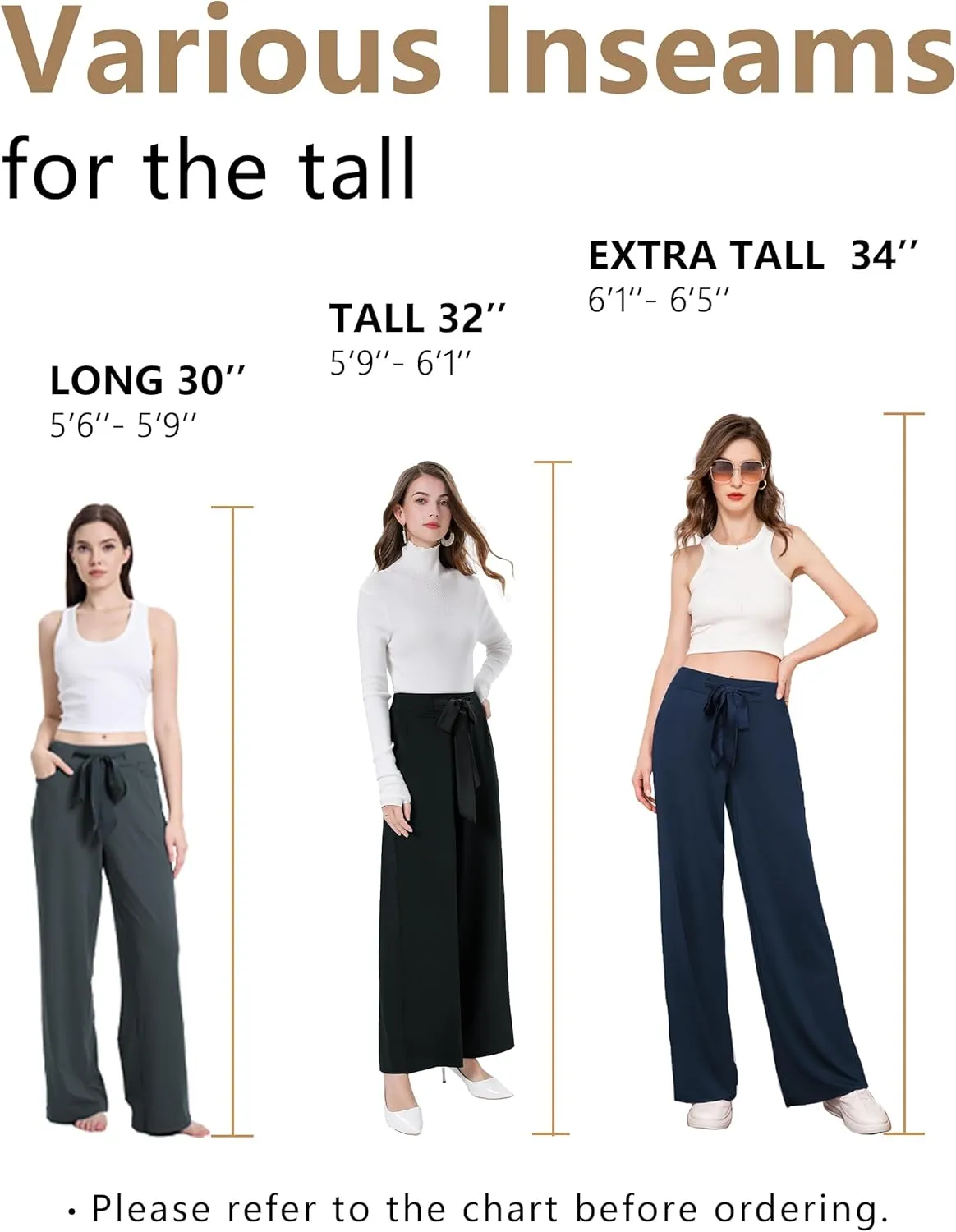SEVEGO Tall Womens 30"/32"/34" Casual Loose Wide Leg Pants High Waisted Yoga Pants Comfy Palazzo Workout Lounge Trousers