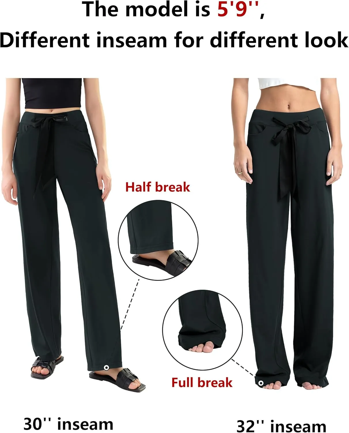 SEVEGO Tall Womens 30"/32"/34" Casual Loose Wide Leg Pants High Waisted Yoga Pants Comfy Palazzo Workout Lounge Trousers